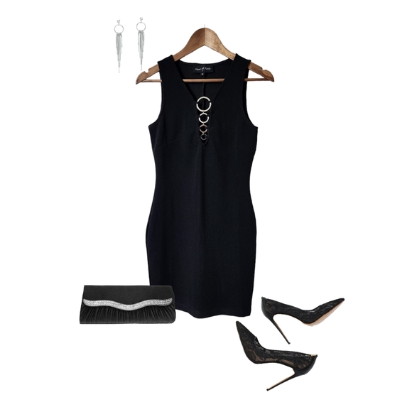 Haus Of Pixie Bodycon Little Black Cocktail Dress | M - Picture 7 of 8